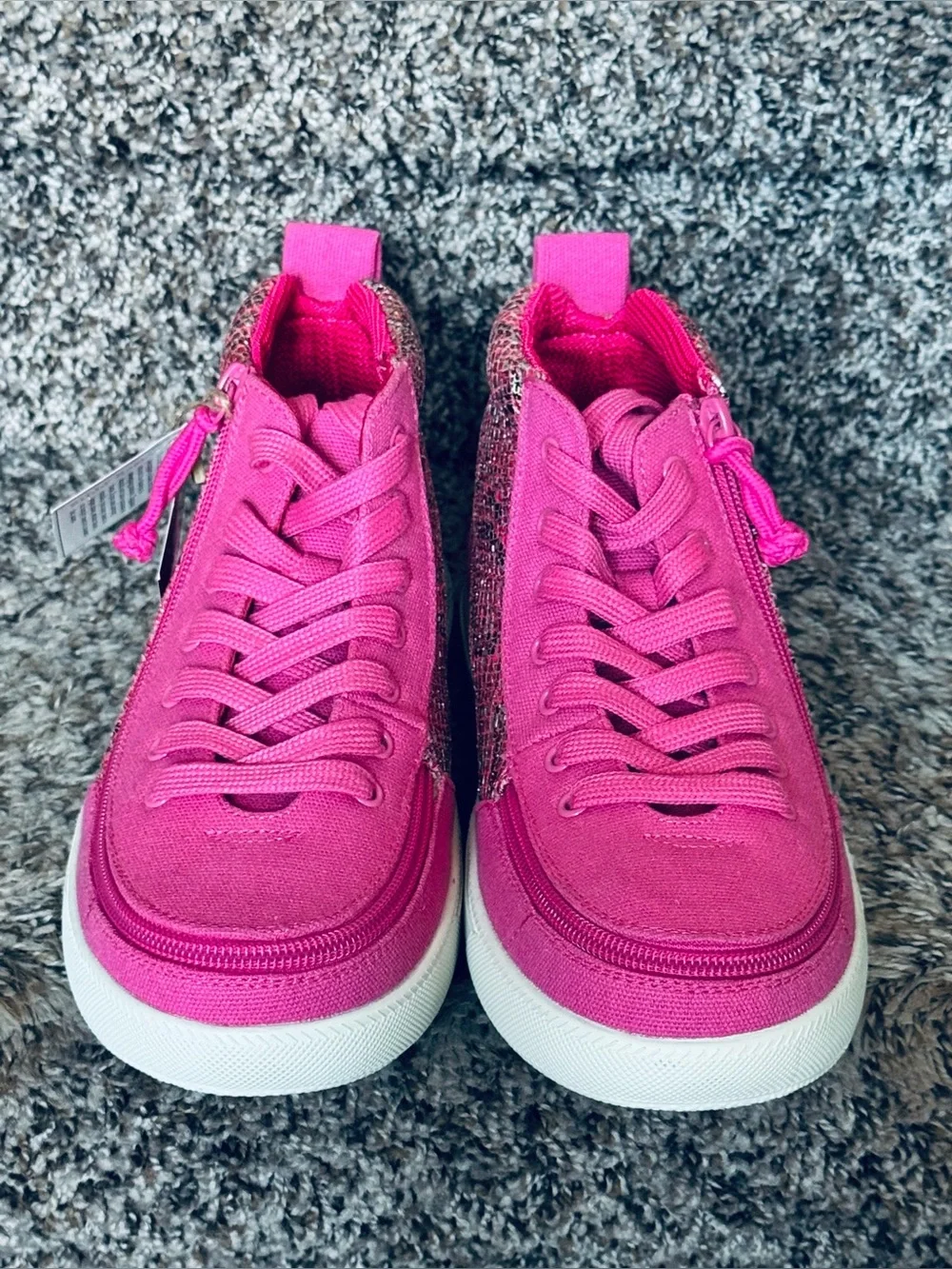 Billy Brand ! Bright Pink Kids High-Top Shoe Accessory with Glitter Panels